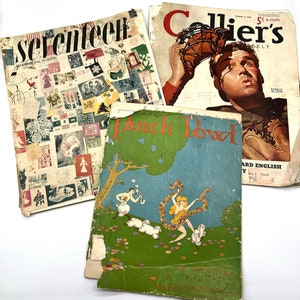Three Antique Magazines / Seventeen December 1948 / Collier&#39;s October 1938 / Punch Bowl 1925 University of Pennsylvania