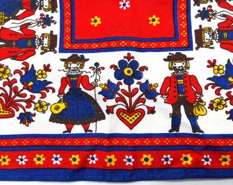 Vintage Pennsylvania Dutch Cotton Napkins: Red Blue White Placemats