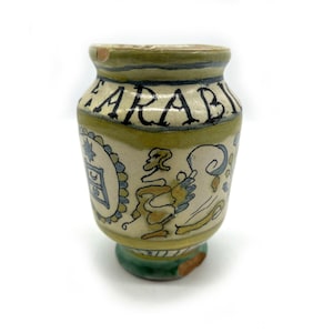 Antique Majolica Apothecary Jar / 1649 1491 / Pills & Arabice