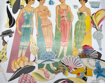 Superbe ensemble de poupées en papier / Années 1950-1970 / Plus de 40 pièces