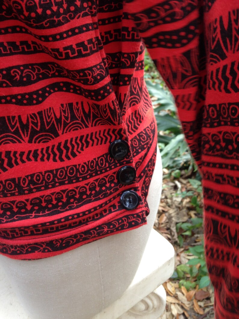 2 Vintage 1980/'s Red or Yellow Tribal Turtlenecks Sycamore Size Woman/'s Small Great Tribal Pattern