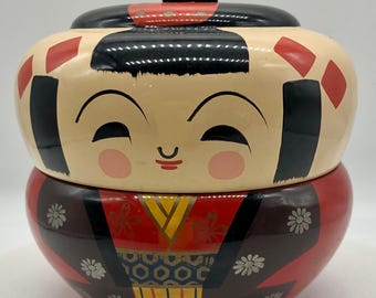 boîte Kokeshi Jubako vintage des années 1970
