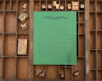 Letterpress Print - Marge Piercy's To Be of Use
