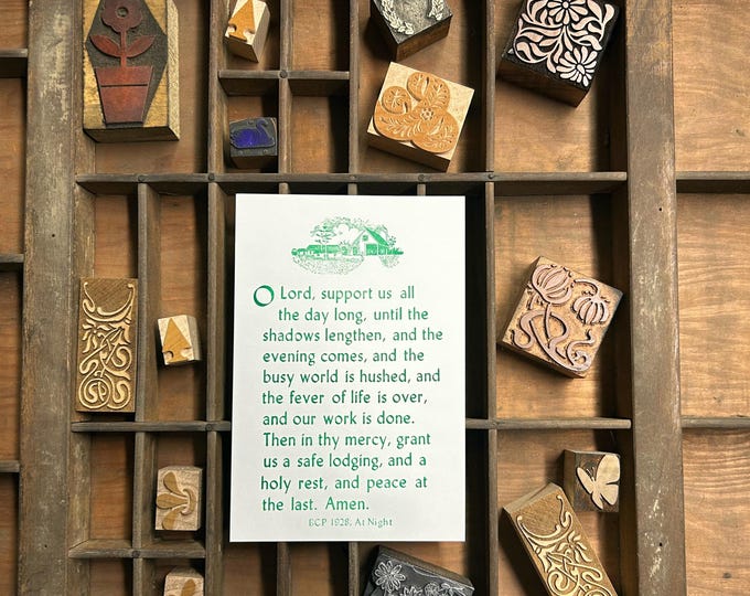 Prayer at Night - Book of Common Prayer 1928 Letterpress Print