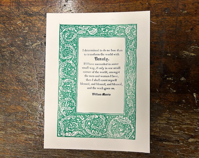 William Morris Letterpress Print - Transform the World with Beauty