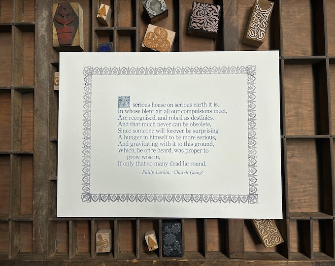 Philip Larkin "Church Going" Letterpress Print