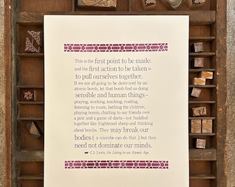 C.S. Lewis - Sensible and Human Things Letterpress Print