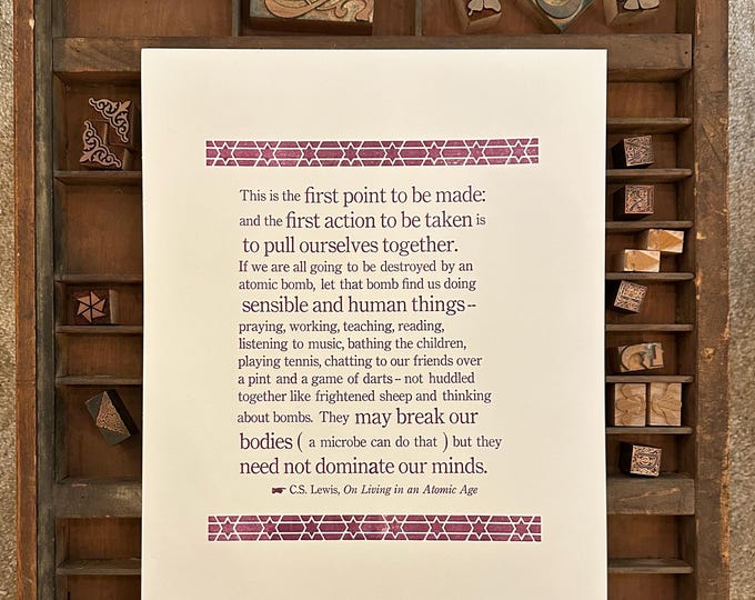 C.S. Lewis - Sensible and Human Things Letterpress Print