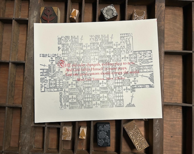 Tennyson - The Death of Arthur Letterpress Print