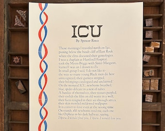 Spencer Reece "ICU" Letterpress Broadside