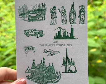 Letterpress Card - Oh the Places You'll Go!