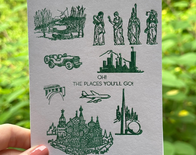 Letterpress Card - Oh the Places You'll Go!