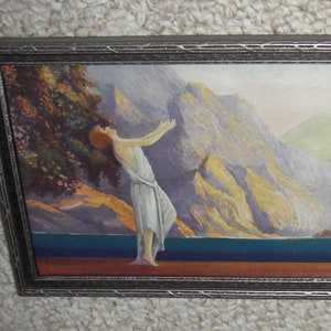 2 Vintage Wood Frames with Glass Picture Art Print Painting Pair 22” X 18.5”