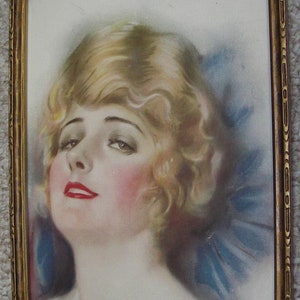 Vintage Patriotic Print in Art Deco Frame with Pearl White Finish