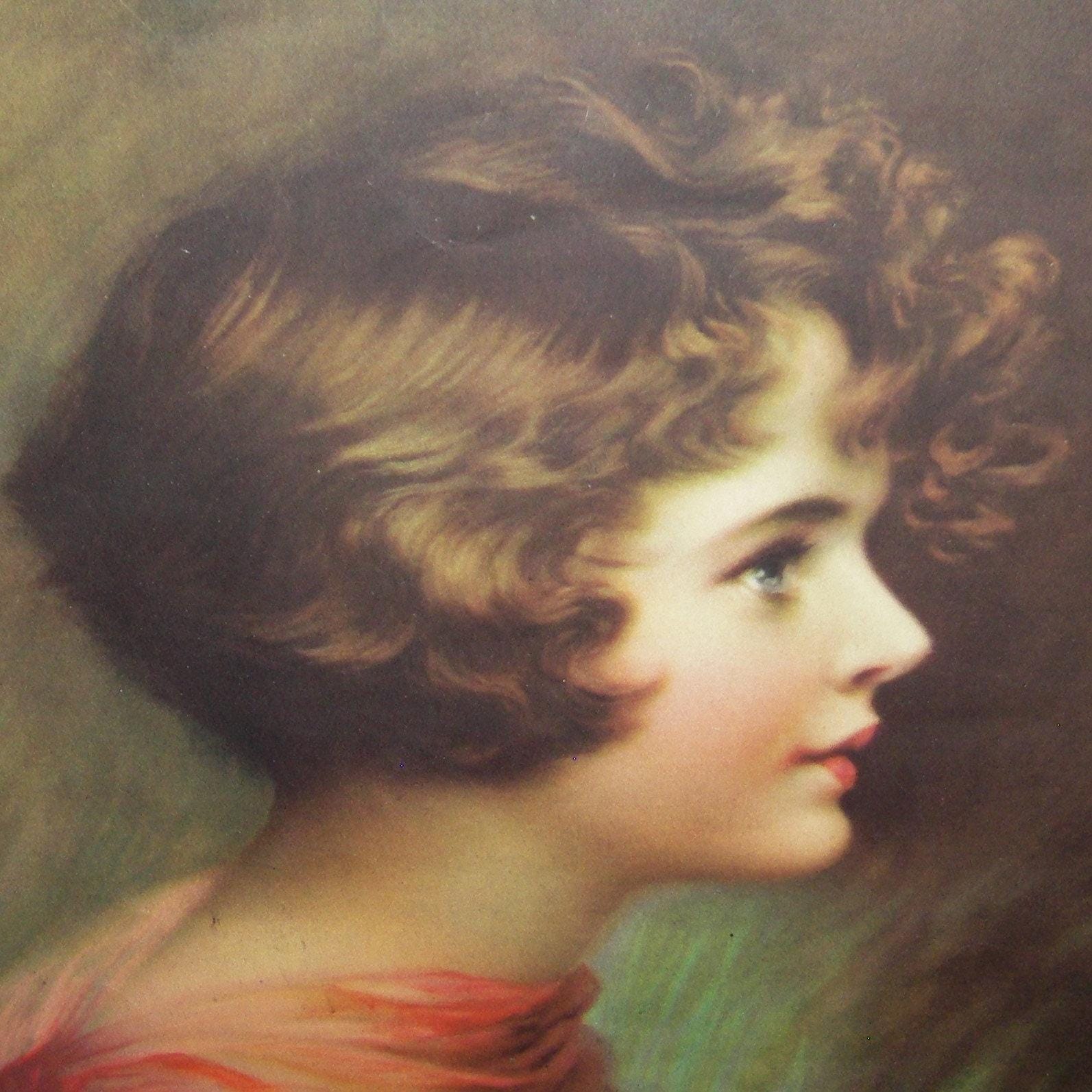 Vintage Art Deco Print Young Woman by Zula Kenyon in Gold