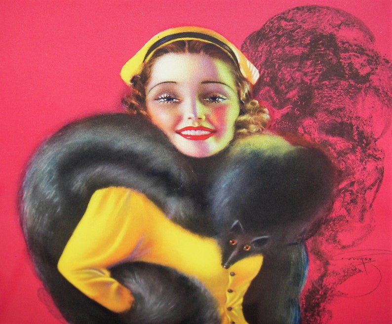 Litografias Old 1930 1940 Era Set Of 2 Pin Up Prints Of Stunning