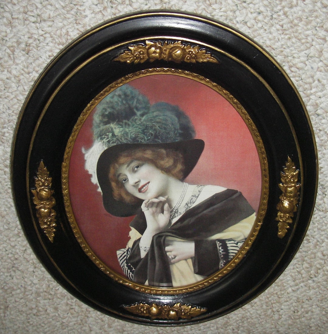 Victorian Portrait Lady Antique Oval Frame Elegant Wall Decor Vintage ...