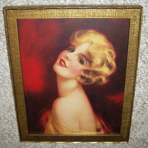 Vintage Art Deco Framed Print of Young Woman by Darcy
