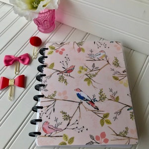 Planner Cover for mini, classic or large size happy planner or dashboard for personal or A5 sizes peach paper with colorful bird