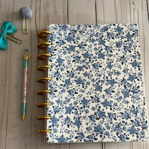 Blue Flowers Planner Cover for micro, mini, classic size happy planner or dashboard for personal or A5 sizes
