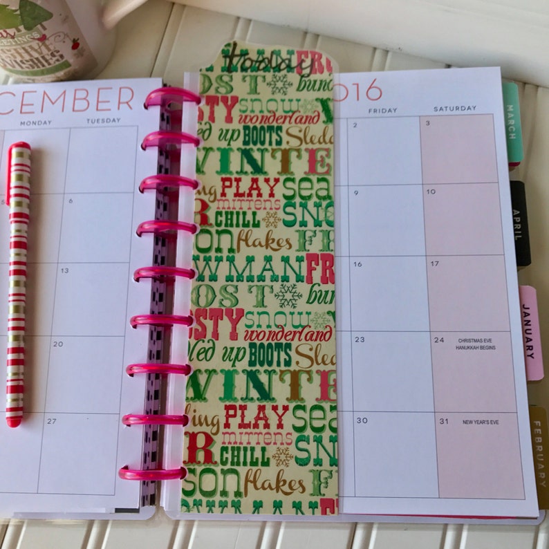 Planner Today Tab bookmark for all Happy Planner sizes or personal size or A5 planners Christmasholidaywinter