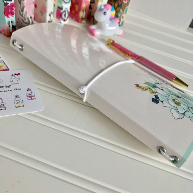 Paperdori, journal, midori, fauxdori travelers notebook cover. Durable laminated double-sided print paper with eyelets and elastic image 2