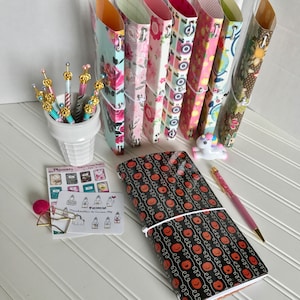 Paperdori, journal, midori, fauxdori travelers notebook cover. Durable laminated double-sided print paper with eyelets and elastic