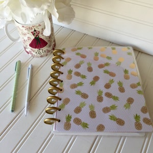 Gold Foil Pineapple Happy Planner Cover: Micro, Mini, Classic, Large