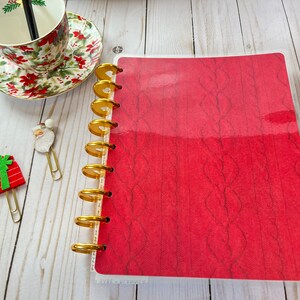 Happy planner cover for mini, classic or large size planner Christmas winter holiday red cable knit sweater print