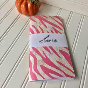 Midori/traveler notebook insert Cream distressed paper with bright pink tiger stripes