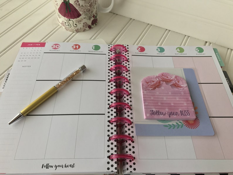 Happy Planner notepad insert for mini classic or large size planner red roses design notepad dashboard