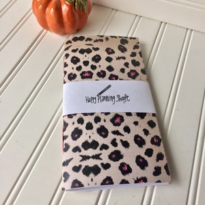 Midori/traveler notebook insert Cream distressed paper with hot pink and black cheetah print