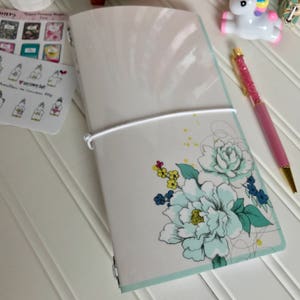 Paperdori, journal, midori, fauxdori travelers notebook cover. Durable laminated double-sided print paper with eyelets and elastic image 3