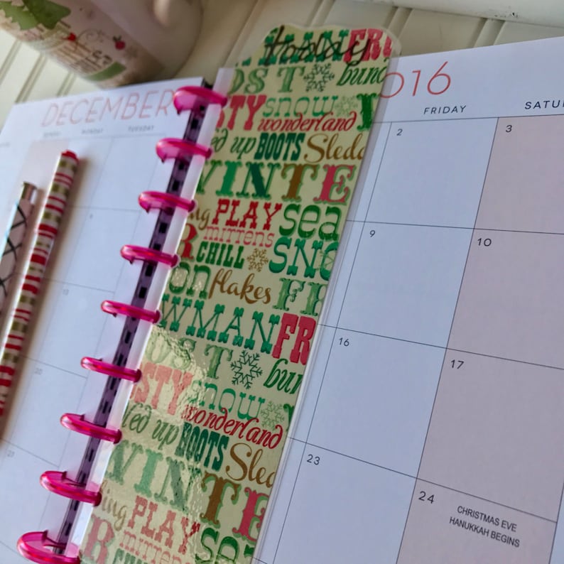 Planner Today Tab bookmark for all Happy Planner sizes or personal size or A5 planners Christmasholidaywinter