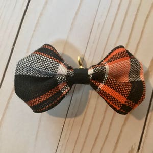 Planner, midori or travelers notebook bow charm Black orange white plaid wired ribbon Gold hardware