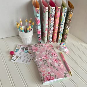 Paperdori, journal, midori, fauxdori travelers notebook cover. Durable laminated double-sided print paper with eyelets and elastic