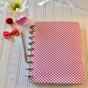 Valentines Planner Cover for mini, MICRO, notebook or classic size planner, dashboard for personal or A5 sizes red hearts