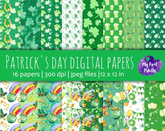 St Patricks's day digital paper. Patricks's day gift wrap. Printable Wrapping Paper. Scrapbooking Paper. Printable background. Clover