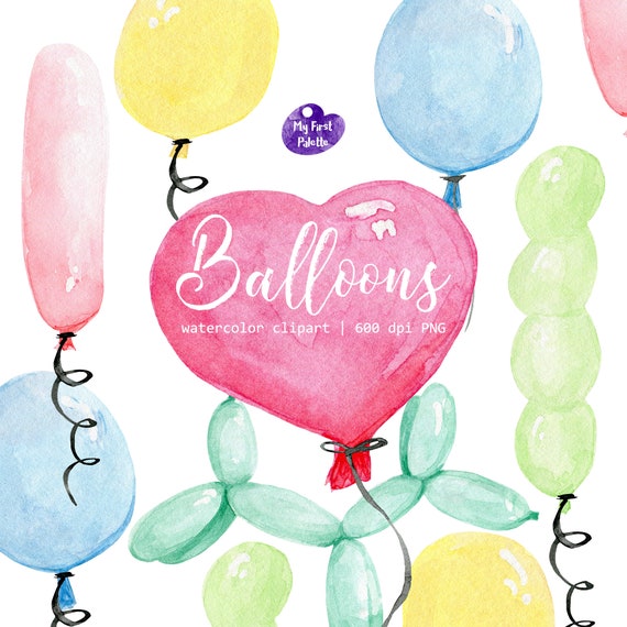 Happy Birthday Watercolor Heart Balloon Greeting Card