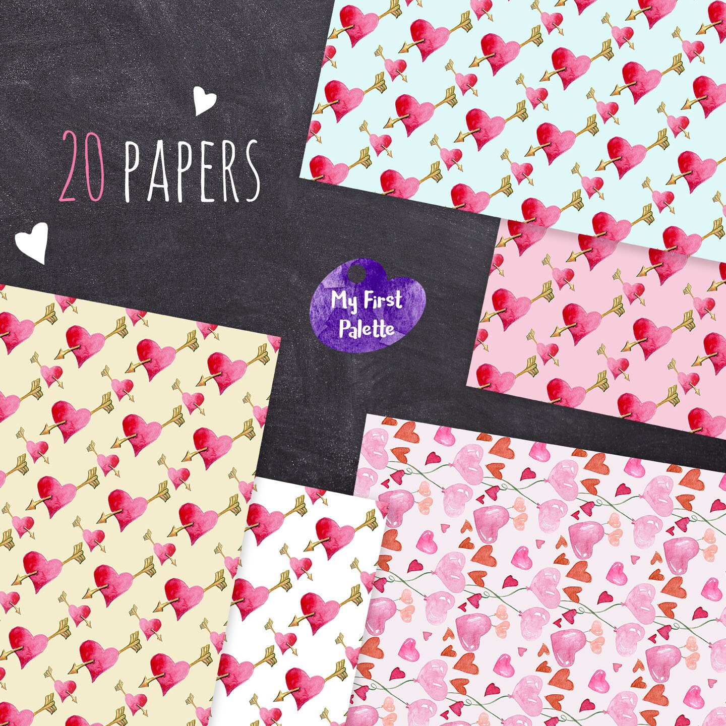 Valentine's Day Digital Paper. Valentine's Day Gift Wrap. Printable ...