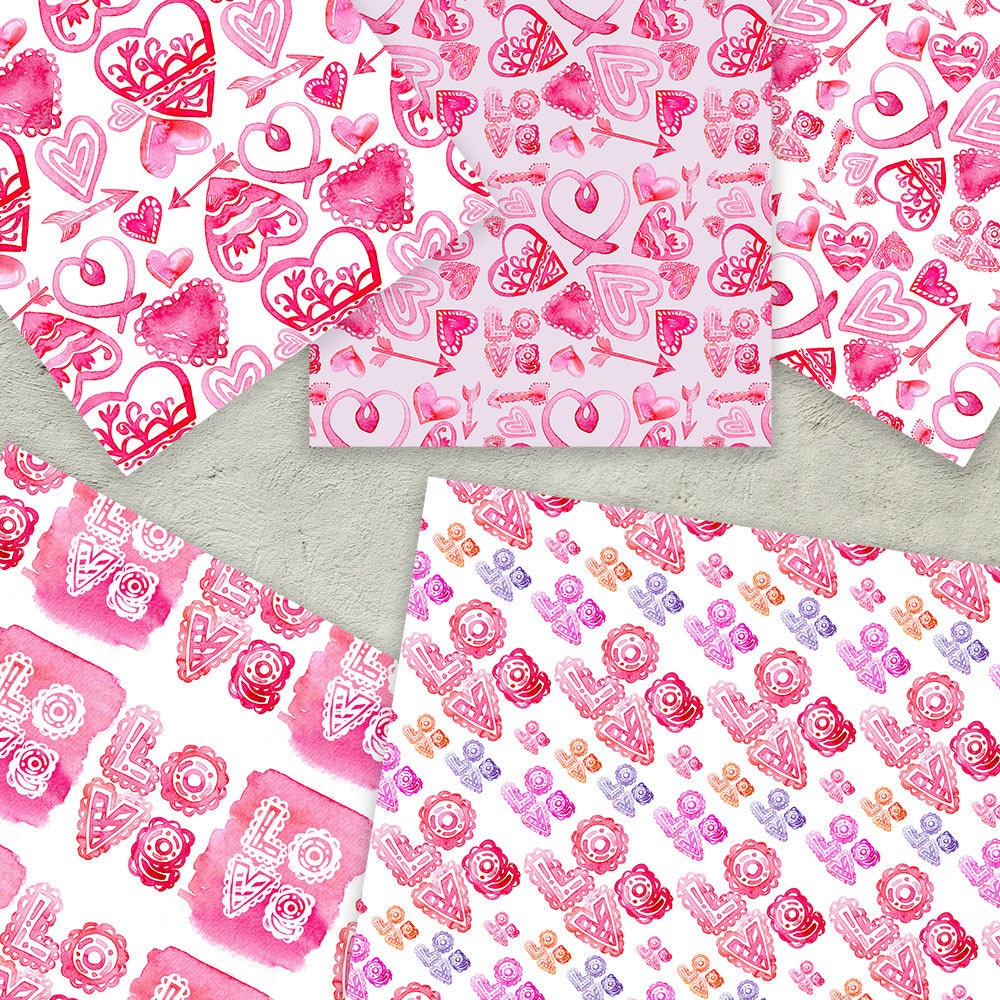 Valentine's Day Digital Paper. Valentine's Day Gift Wrap. Printable ...