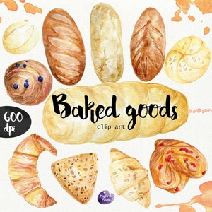 Acquerello prodotti da forno clipart 600 dpi PNG, clipart raccolta cibo, PNG su sfondo trasparente per scrapbooking, carte fai da te