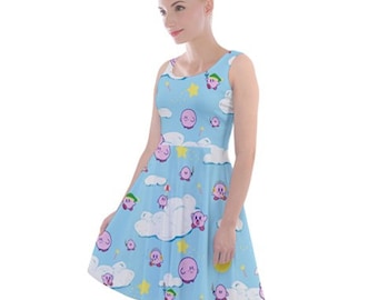 Kirby of the Stars knee-length skater dress--PRE-ORDER