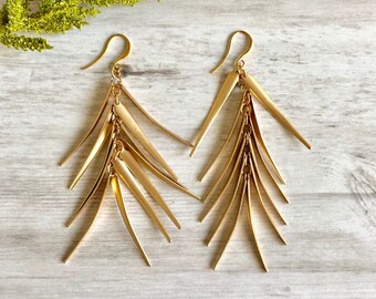 Kase Fringe Small Statement Earring in Gold main image 1