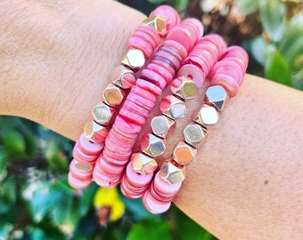 Coral Shells spacers Bracelet// Gold Coral  Bracelet// River shells bracelets// Beach Inspired Bracelets// Ocean inspired bracelets