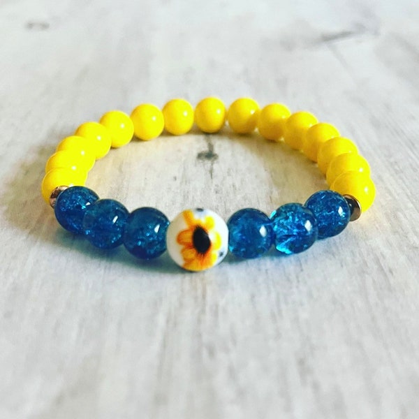 Peace for Ukraine Bracelets// Ukraine Flag Bracelets// Sunflower Bracelets// Support Ukrainian