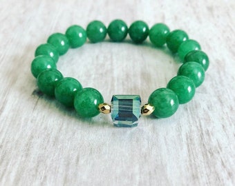 Green Aventurine Crystal Bracelet// Healing Crystal Gemstone// Lucky Aventurine Bracelet// Crystal Gemstone Bracelet