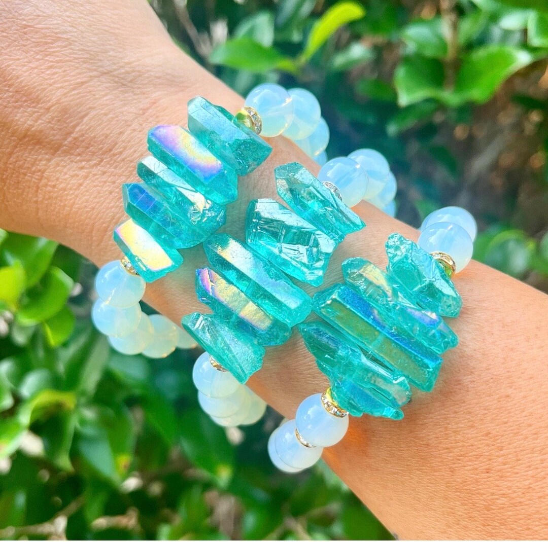Opalite Crystal Bracelet// Opalite Gemstone Bracelets // Aura Quartz