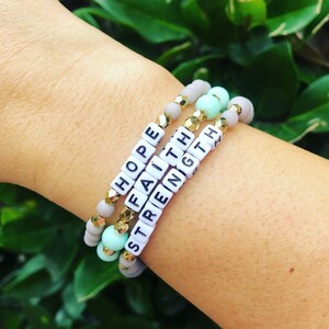 Makenzie Strong Inspirational Bracelet Sets// Strength Faith Hope Affirmation Bracelet Sets// Inspirational Word Bracelet Sets image 2