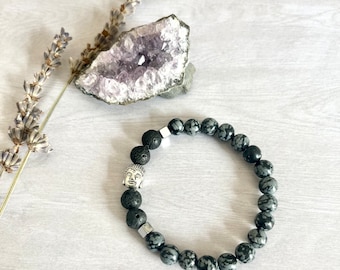 Men’s Black Onyx Obsidians bracelets// Onyx Hematite bracelet// Crystal Gemstone bracelet// Men’s bracelets // Mens Diffuser Bracelets